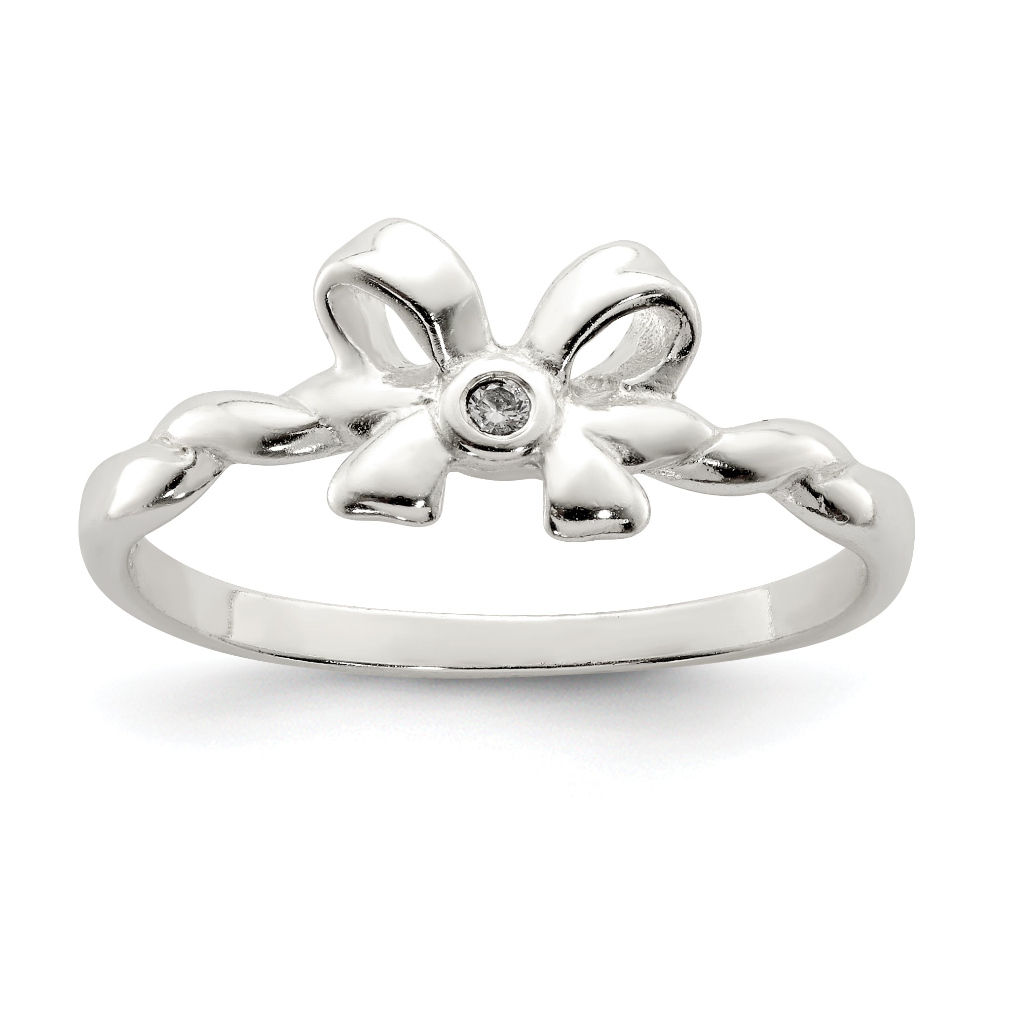 Sterling Silver CZ Bow Ring Main image