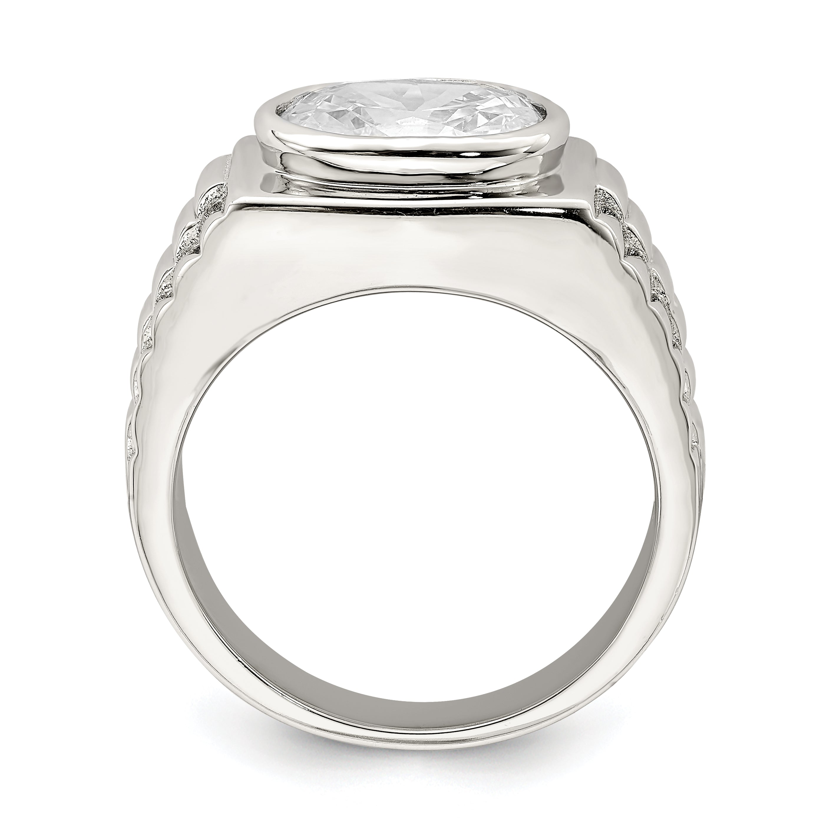 Sterling Silver Rhodium-Plated Men's Cubic Zirconi Ring Secondary image