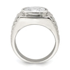 Sterling Silver Rhodium-Plated Men's Cubic Zirconi Ring