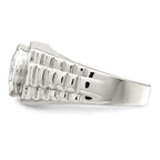Sterling Silver Rhodium-Plated Men's Cubic Zirconi Ring