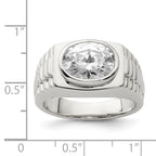 Sterling Silver Rhodium-Plated Men's Cubic Zirconi Ring