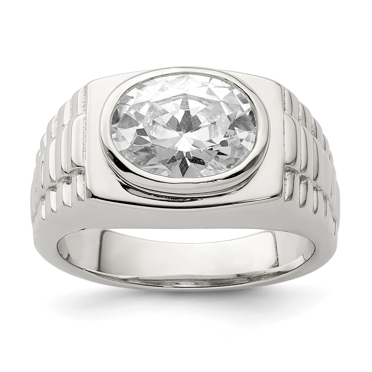 Men's Cubic Zirconia Ring in Sterling Silver, Size 11 - Sophia Jewelers Main image