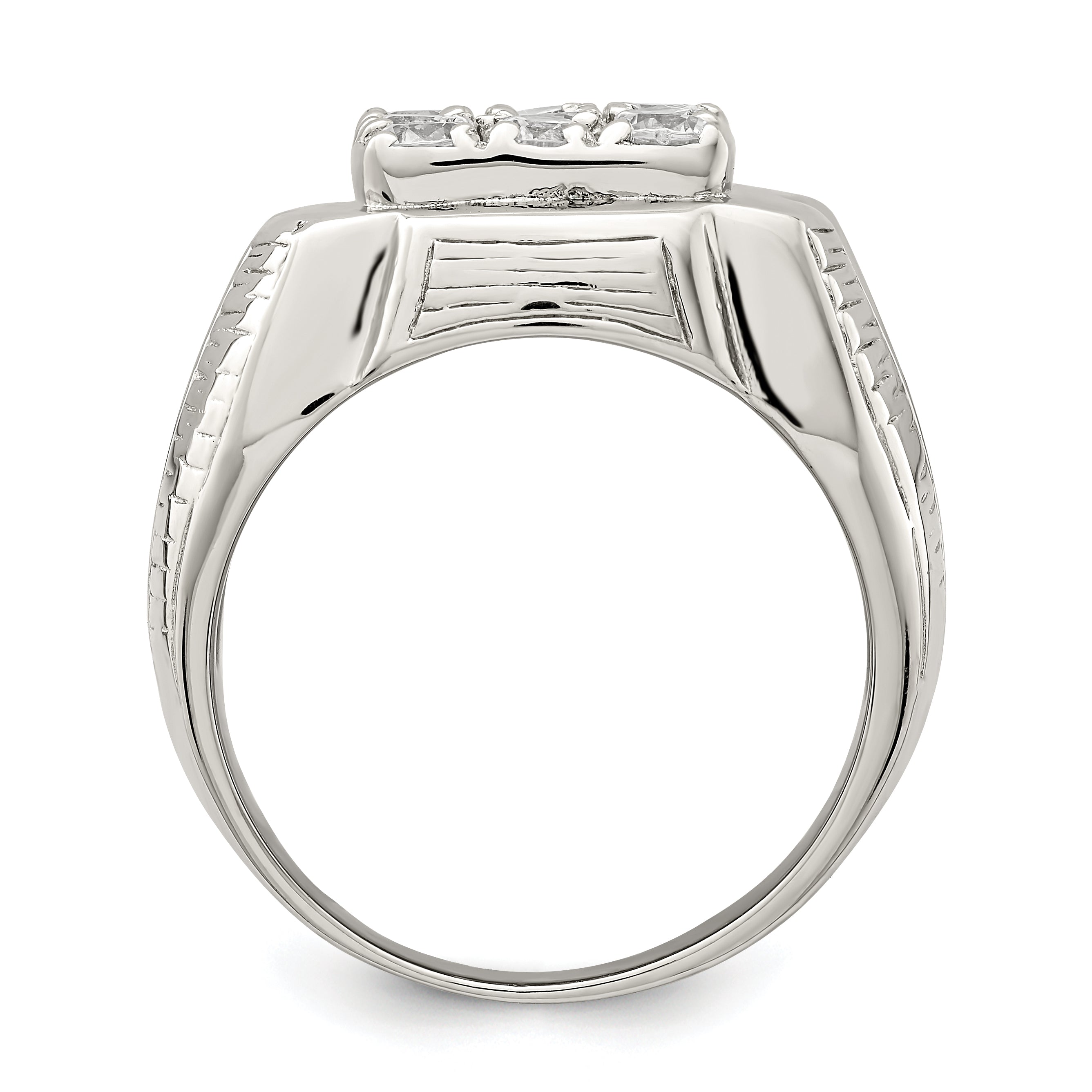 Sterling Silver Rhodium-plated Men's CZ Ring Secondary image