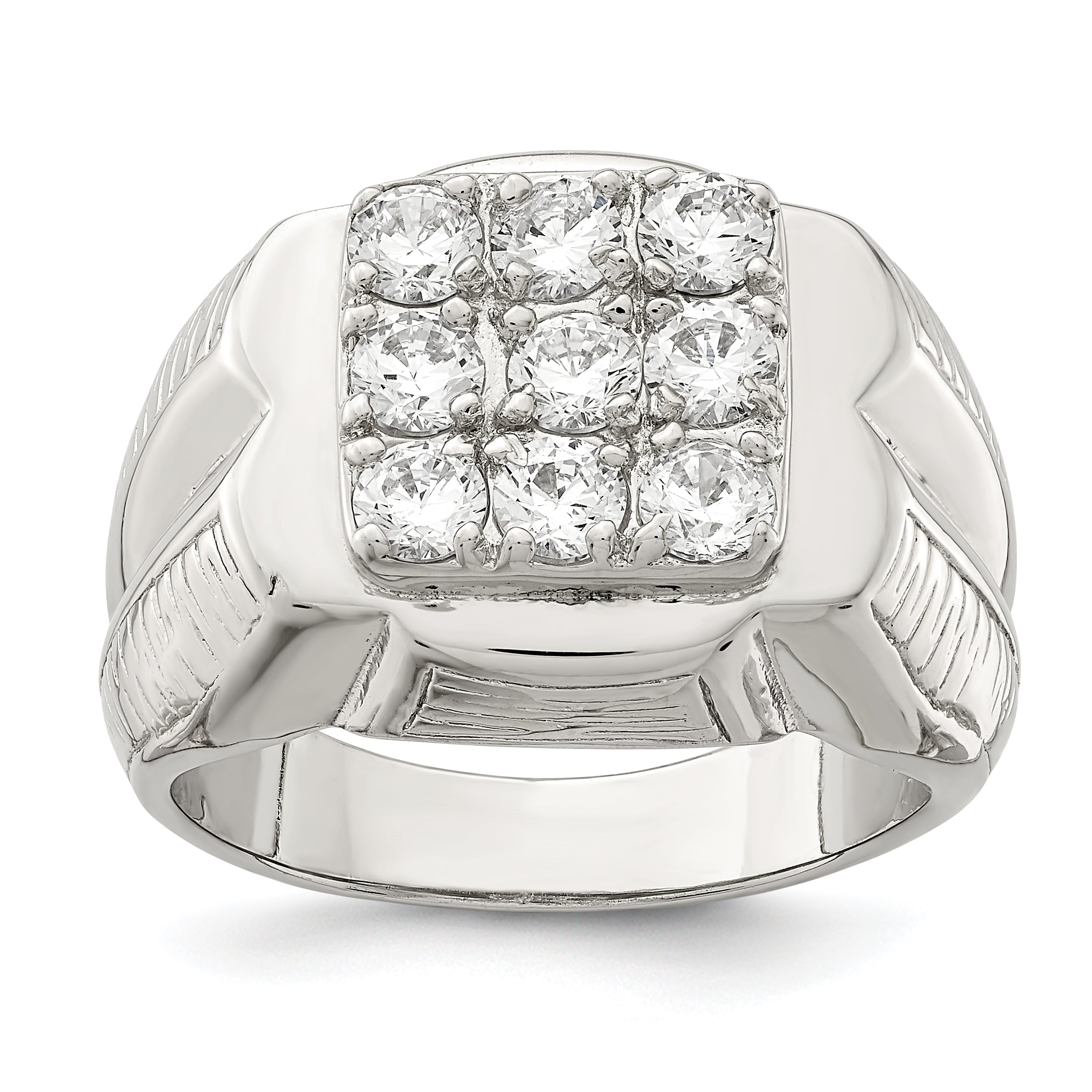 Sterling Silver Rhodium-plated Men's CZ Ring Main image