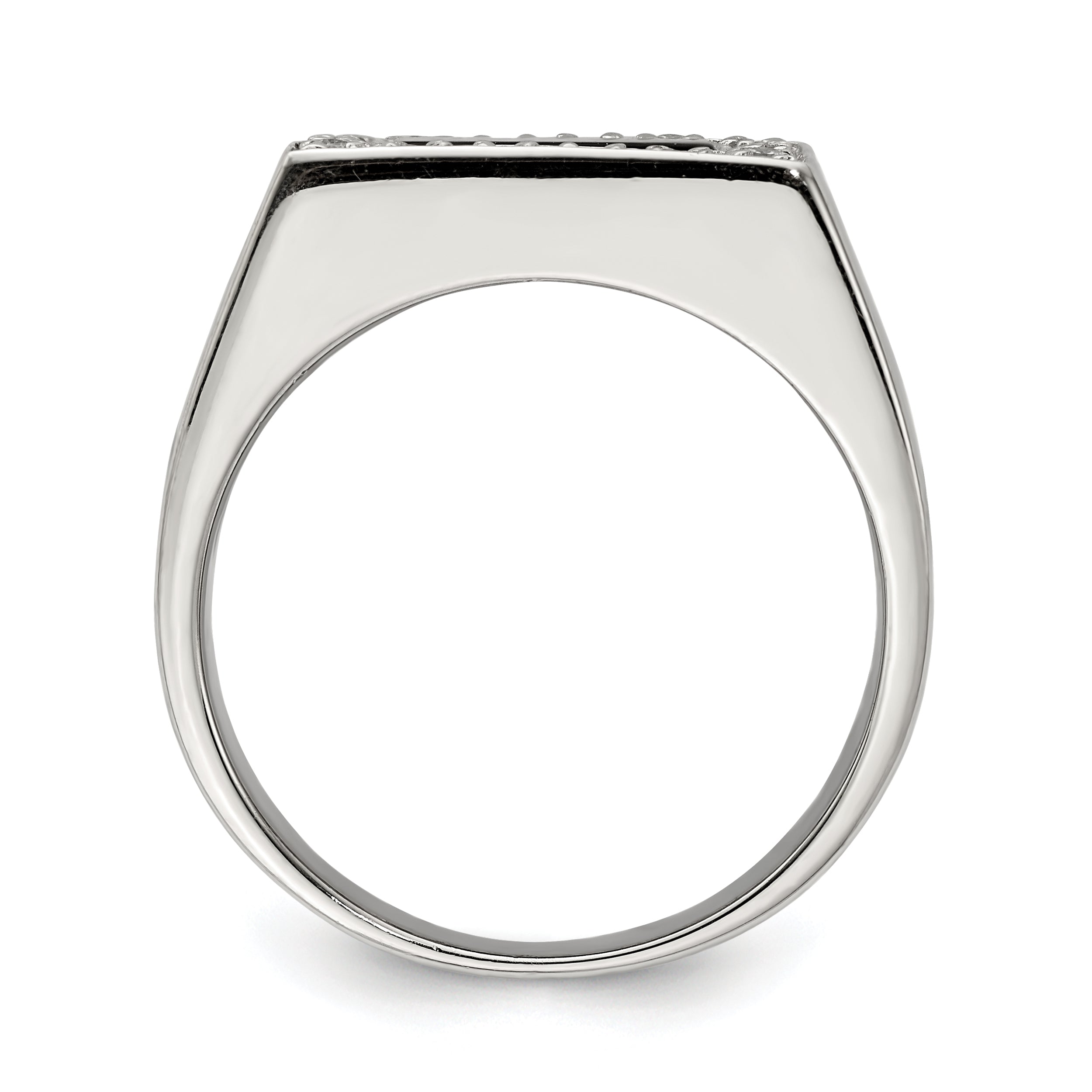 Sterling Silver Rhodium-plated Men's CZ & Onyx Ring Secondary image