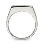 Sterling Silver Rhodium-plated Men's CZ & Onyx Ring