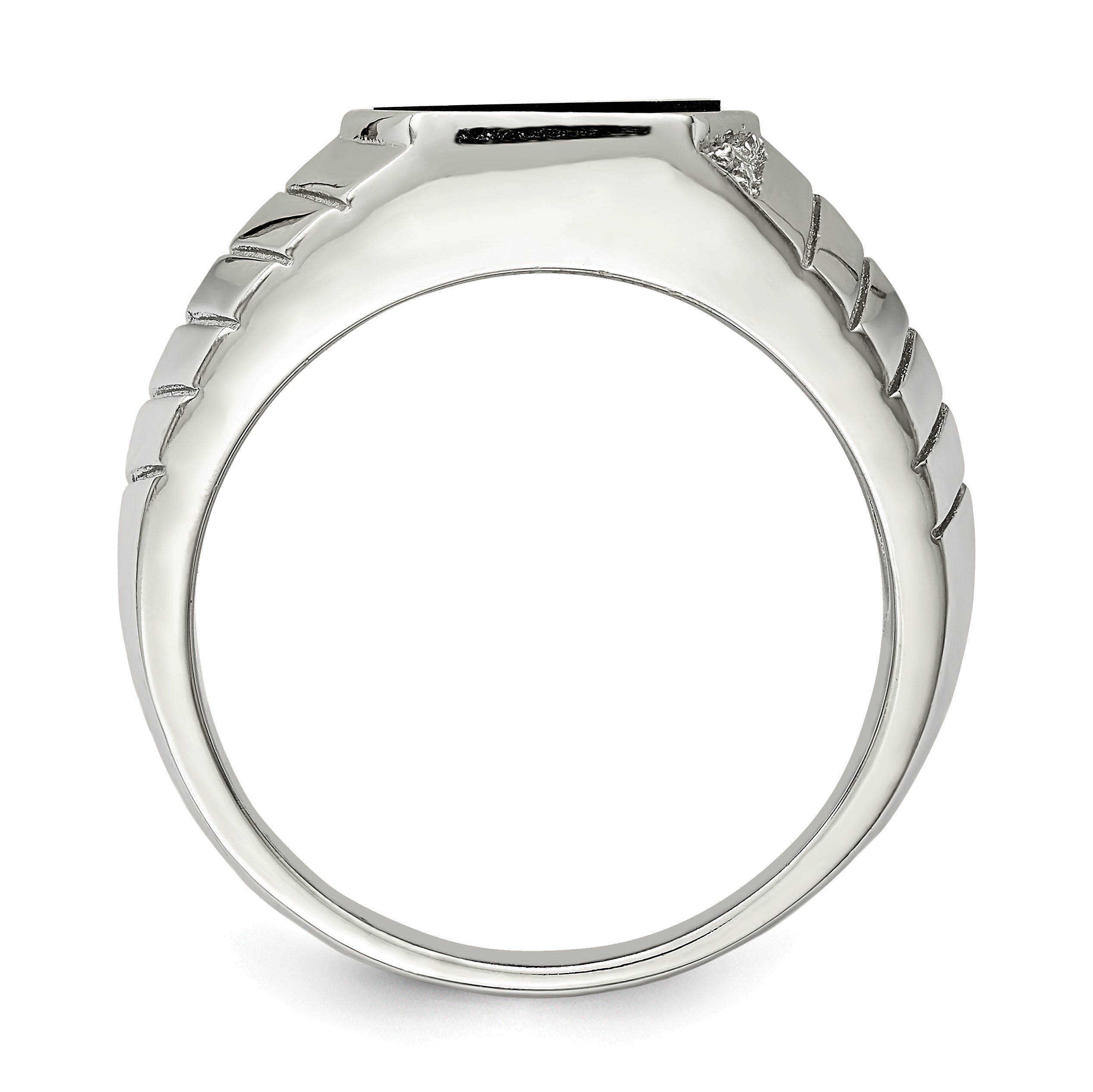 Sterling Silver Rhodium-plated Men's CZ & Onyx Ring Secondary image
