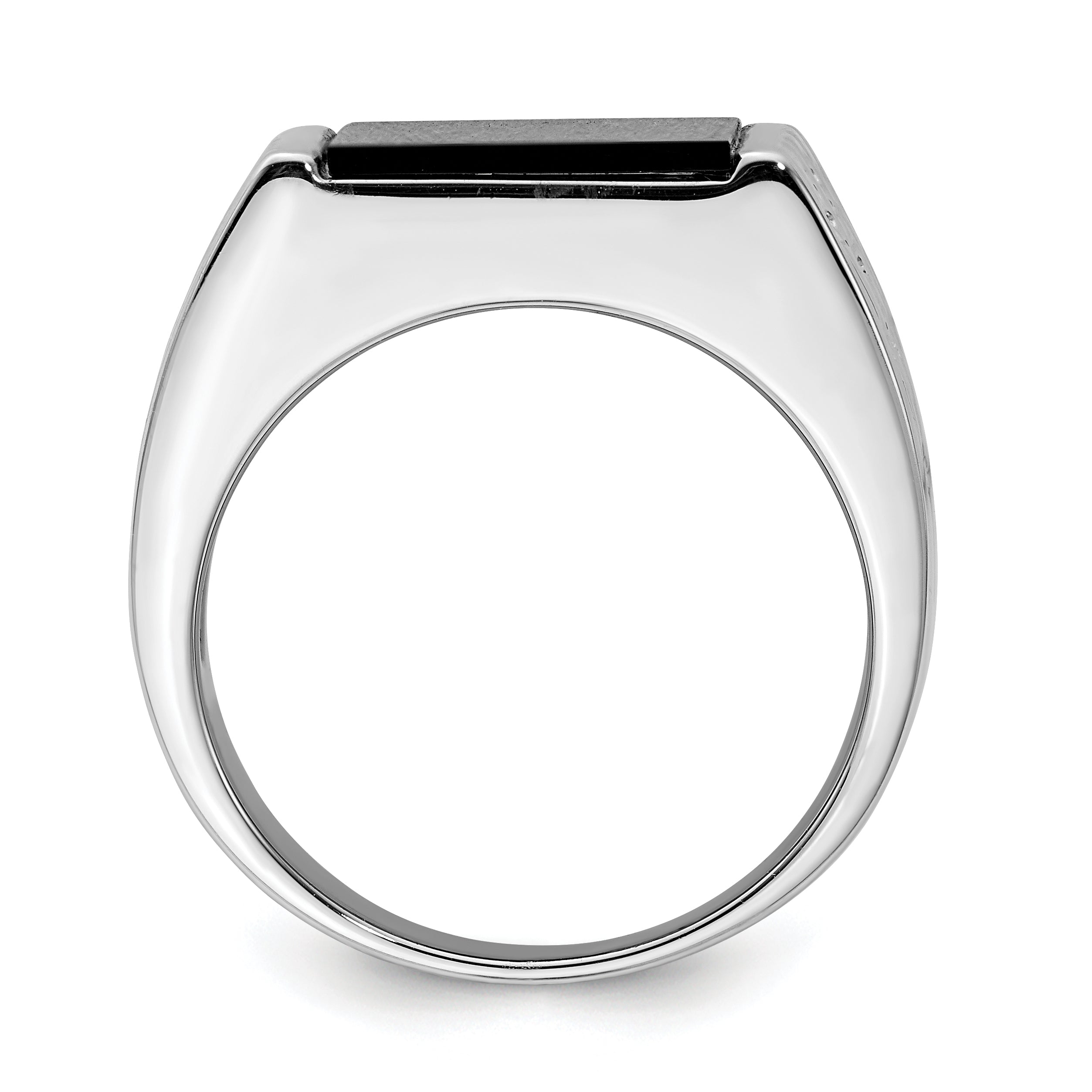 Sterling Silver Rhodium-plated Men's Onyx Ring Secondary image
