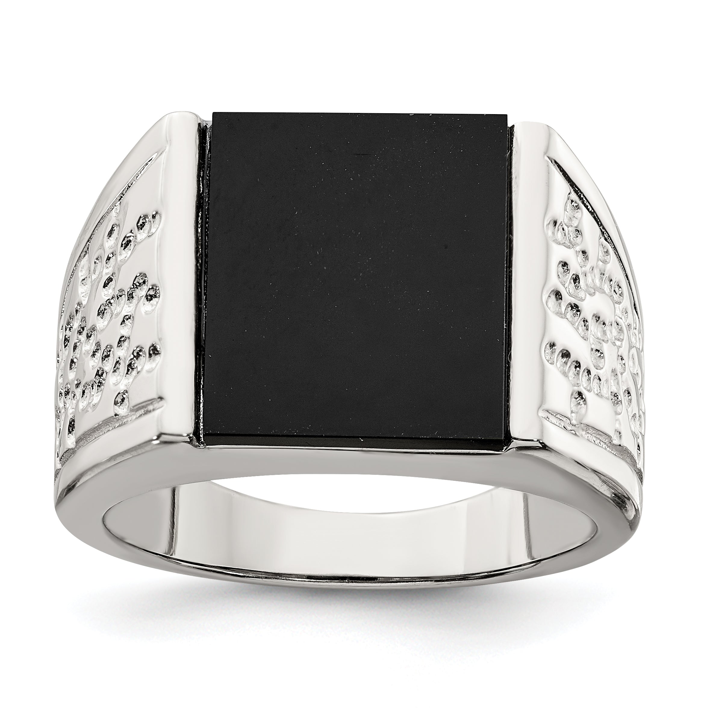 Sterling Silver Rhodium-plated Men's Onyx Ring Main image