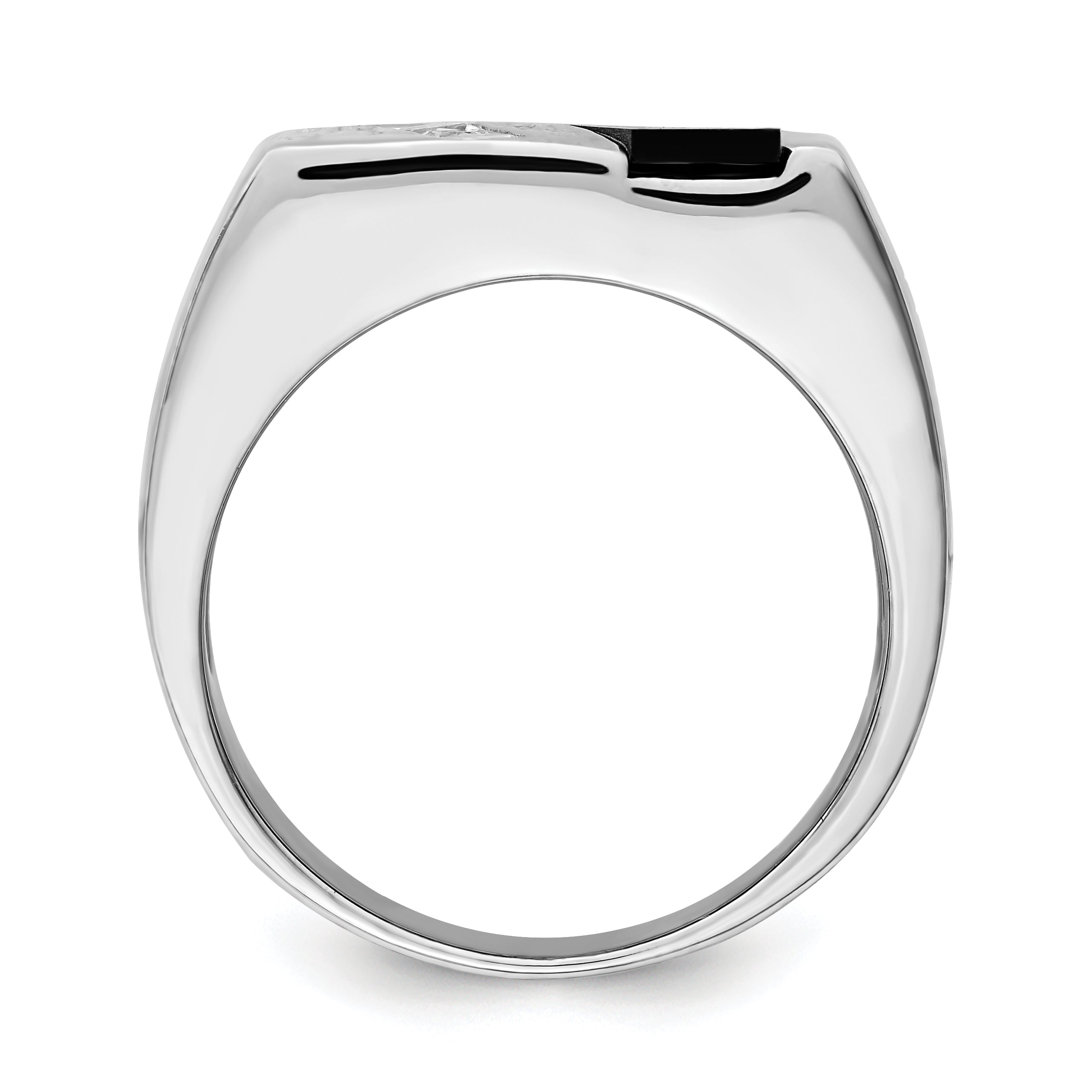 Sterling Silver Rhodium-plated Men's CZ and Onyx Ring Secondary image