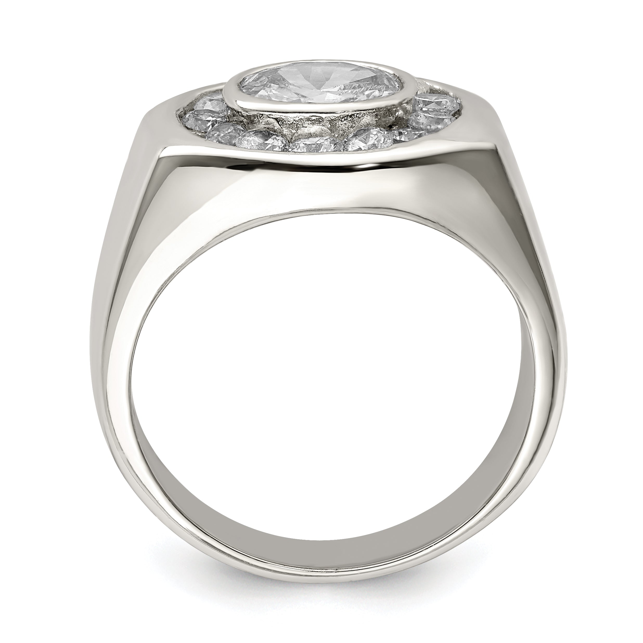 Sterling Silver Rhodium-plated Men's CZ Ring Secondary image