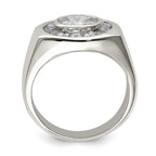 Sterling Silver Rhodium-plated Men's CZ Ring