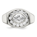Sterling Silver Rhodium-plated Men's CZ Ring