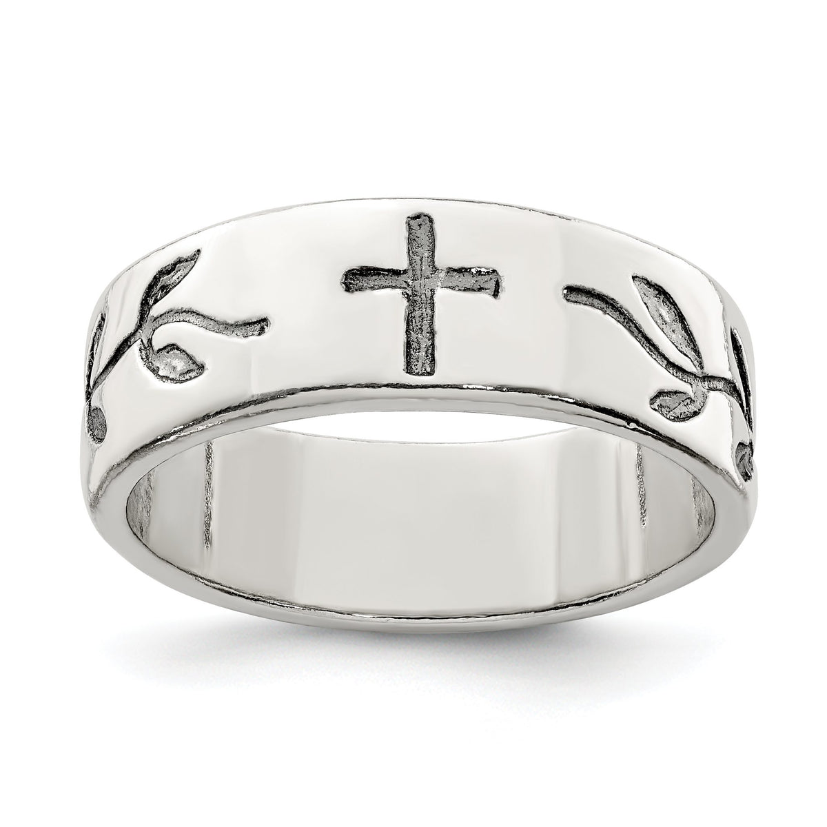 Men's Antique Cross Ring in Sterling Silver, Textured - Sophia Jewelers Main image