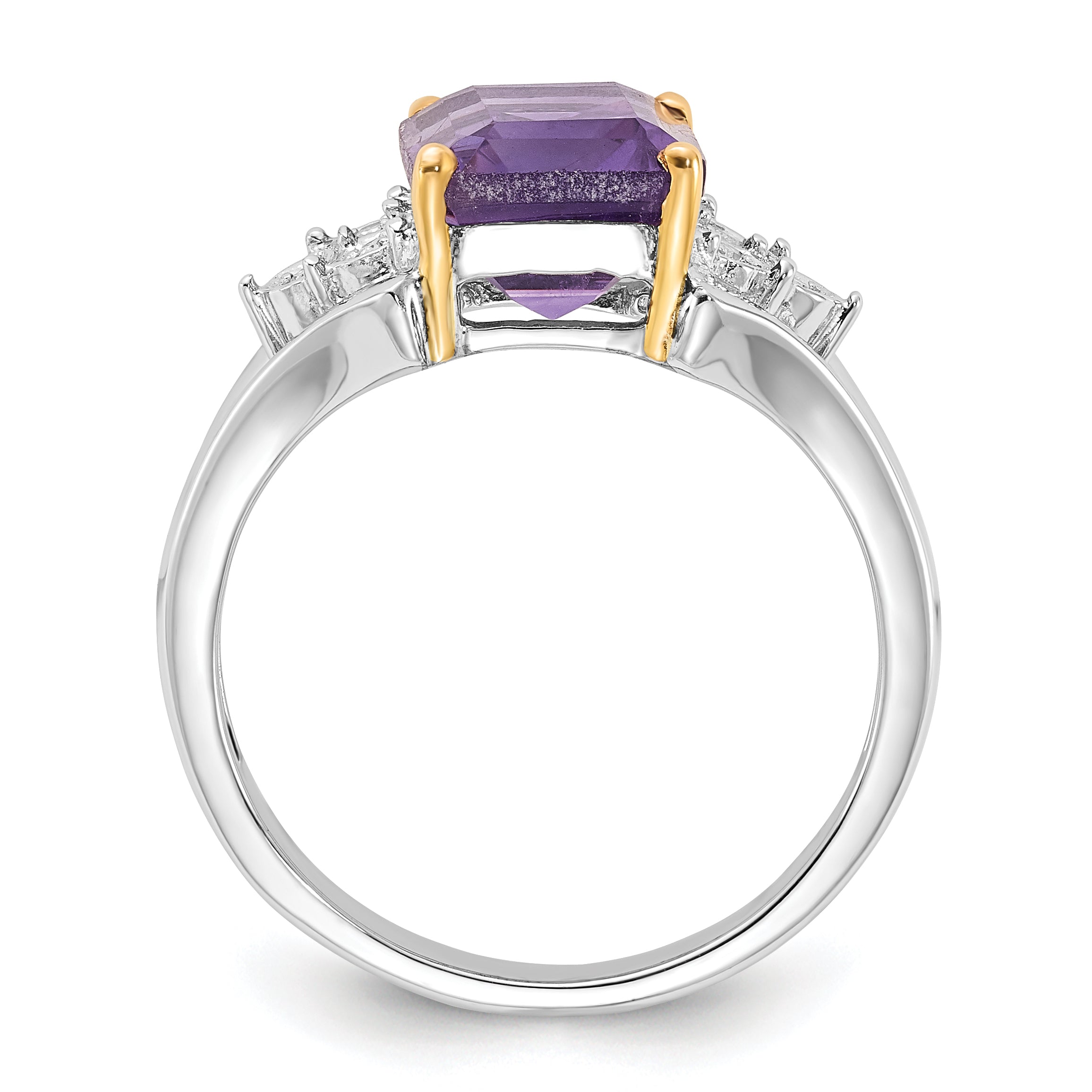 Sterling Silver & 14K Accent Amethyst and Diamond Ring Secondary image