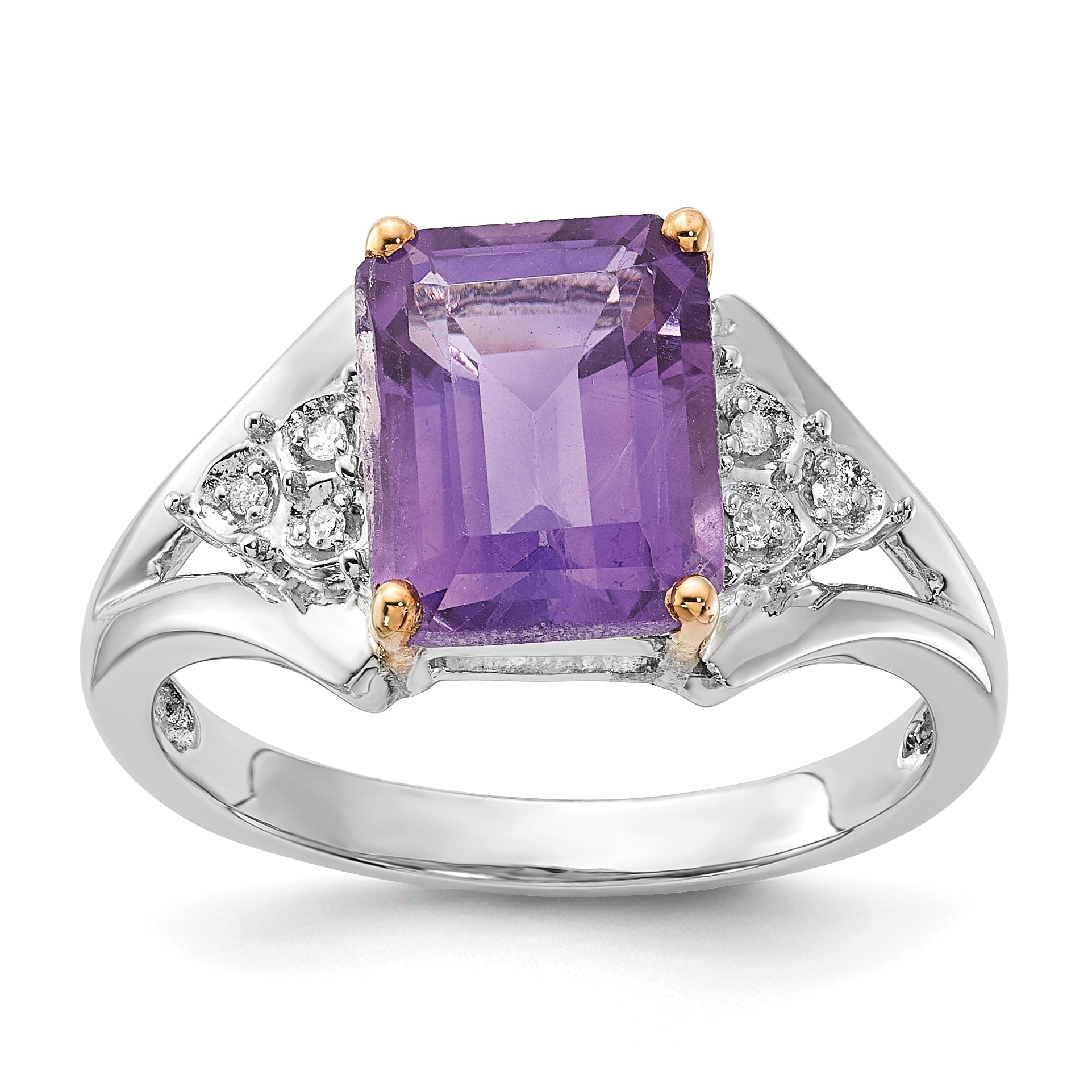 Sterling Silver & 14K Accent Amethyst and Diamond Ring Main image