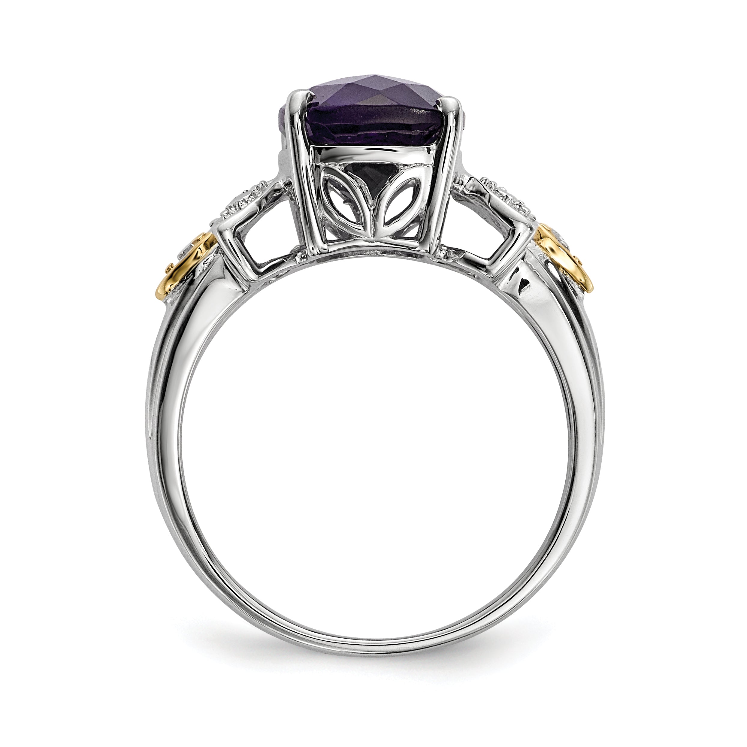 Sterling Silver & 14K Amethyst and Diamond Ring Secondary image