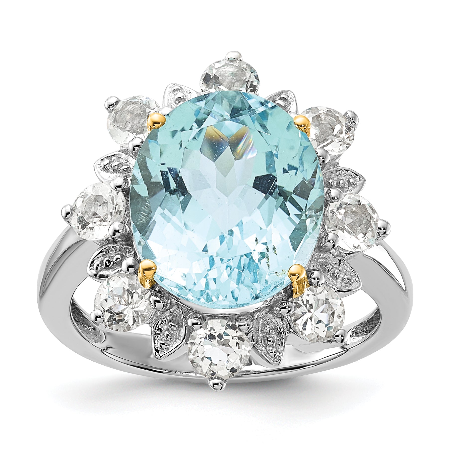 Sterling Silver & 14K Accent Sky Blue & White Topaz Ring Main image