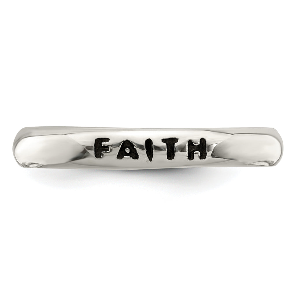 Sterling Silver Antiqued and Polished Faith Ring
