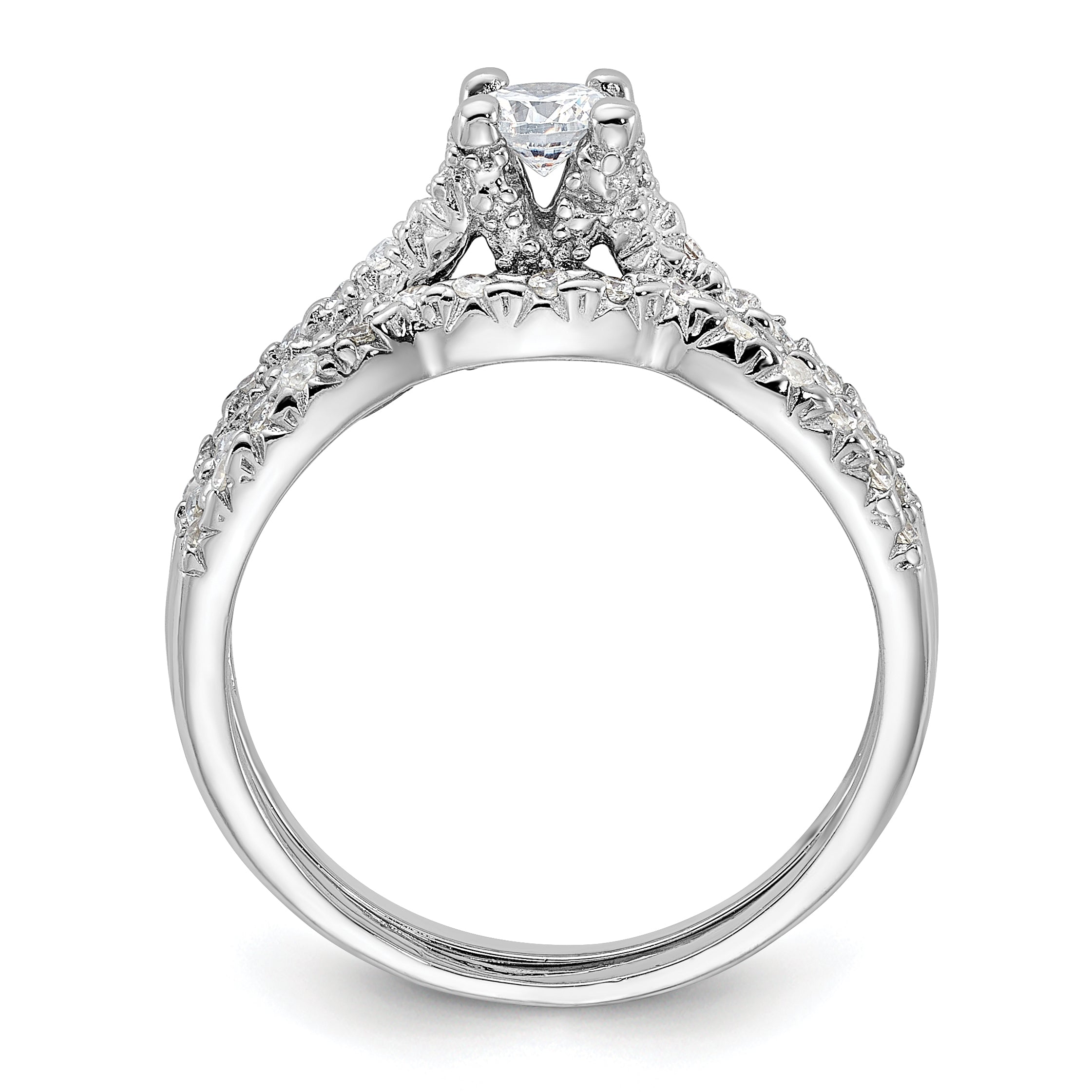 Sterling Silver Rhodium-plated 2-Piece CZ Wedding Set Ring Secondary image