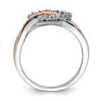 Sterling Silver and Vermeil Polished Cubic Zirconi Heart Ring