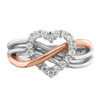 Sterling Silver and Vermeil Polished Cubic Zirconi Heart Ring