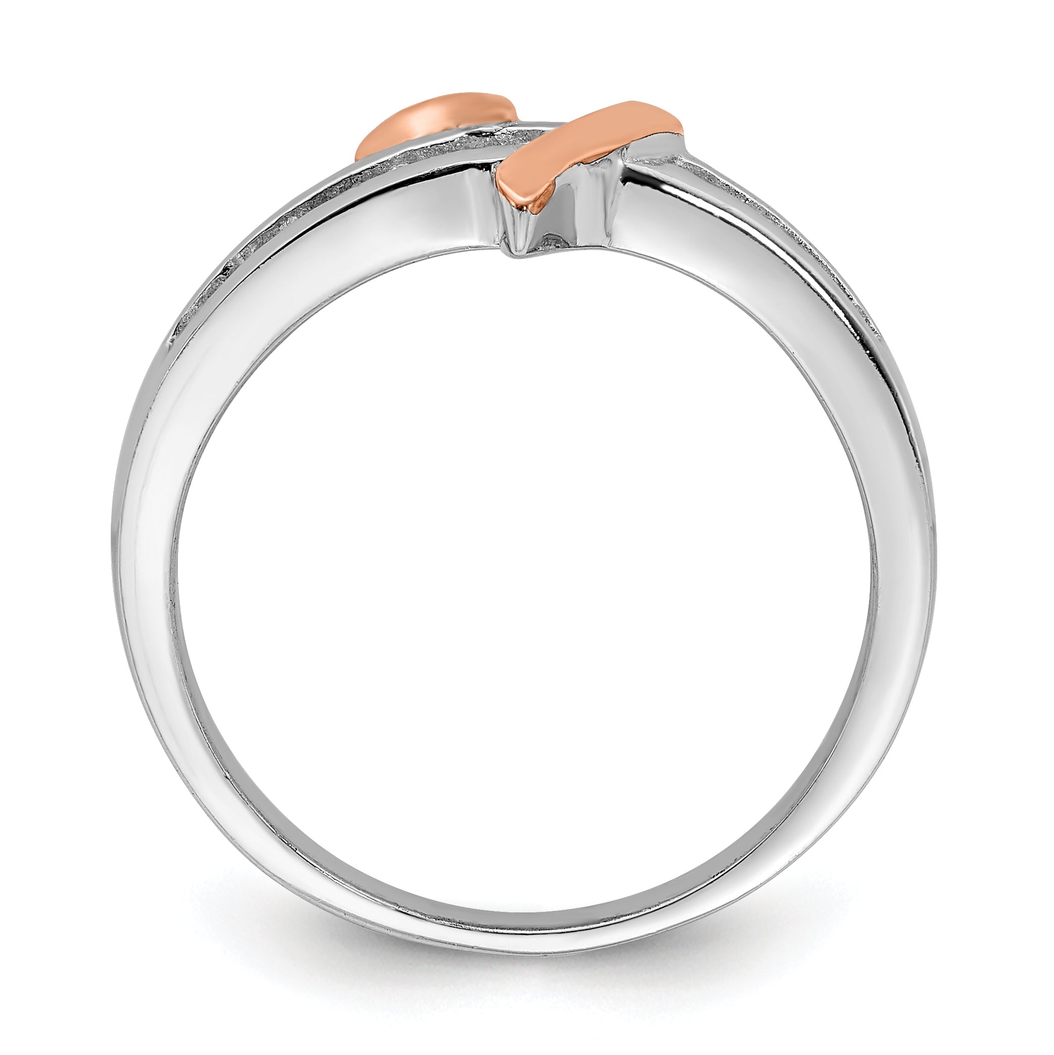 Sterling Silver Rhodium-plated Vermeil Polished Heart CZ Ring Secondary image