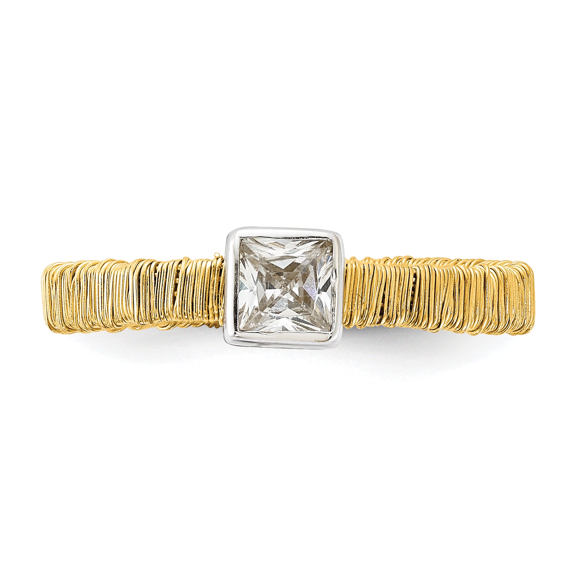 Sterling Silver w/ Gold-tone Vermeil Wire Wrapped CZ Ring