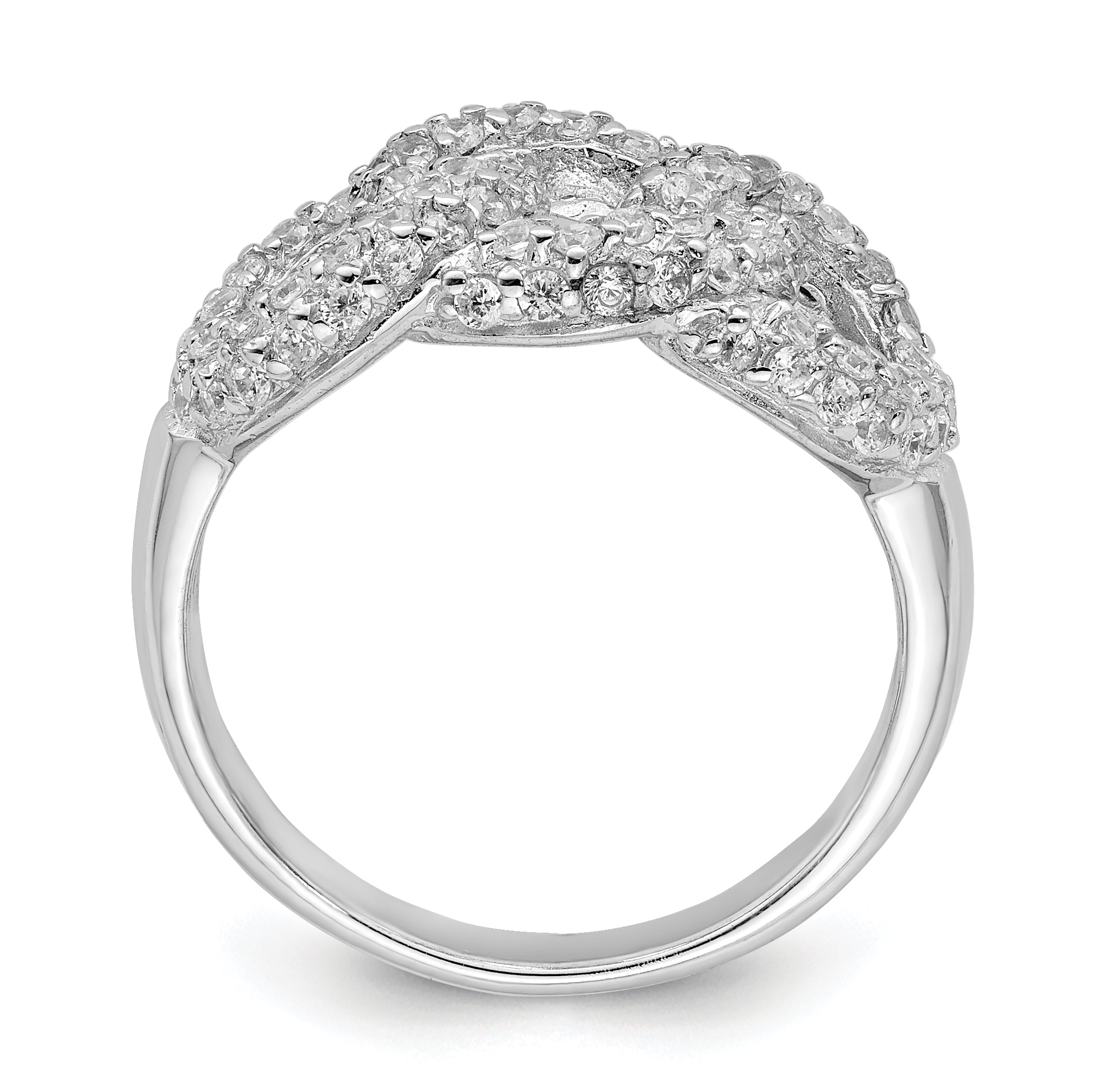 Sterling Silver Polished Three Interlocking CZ Circles Ring Secondary image