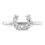 Sterling Silver Rhodium-plated Polished U Shaped Clear CZ Ring