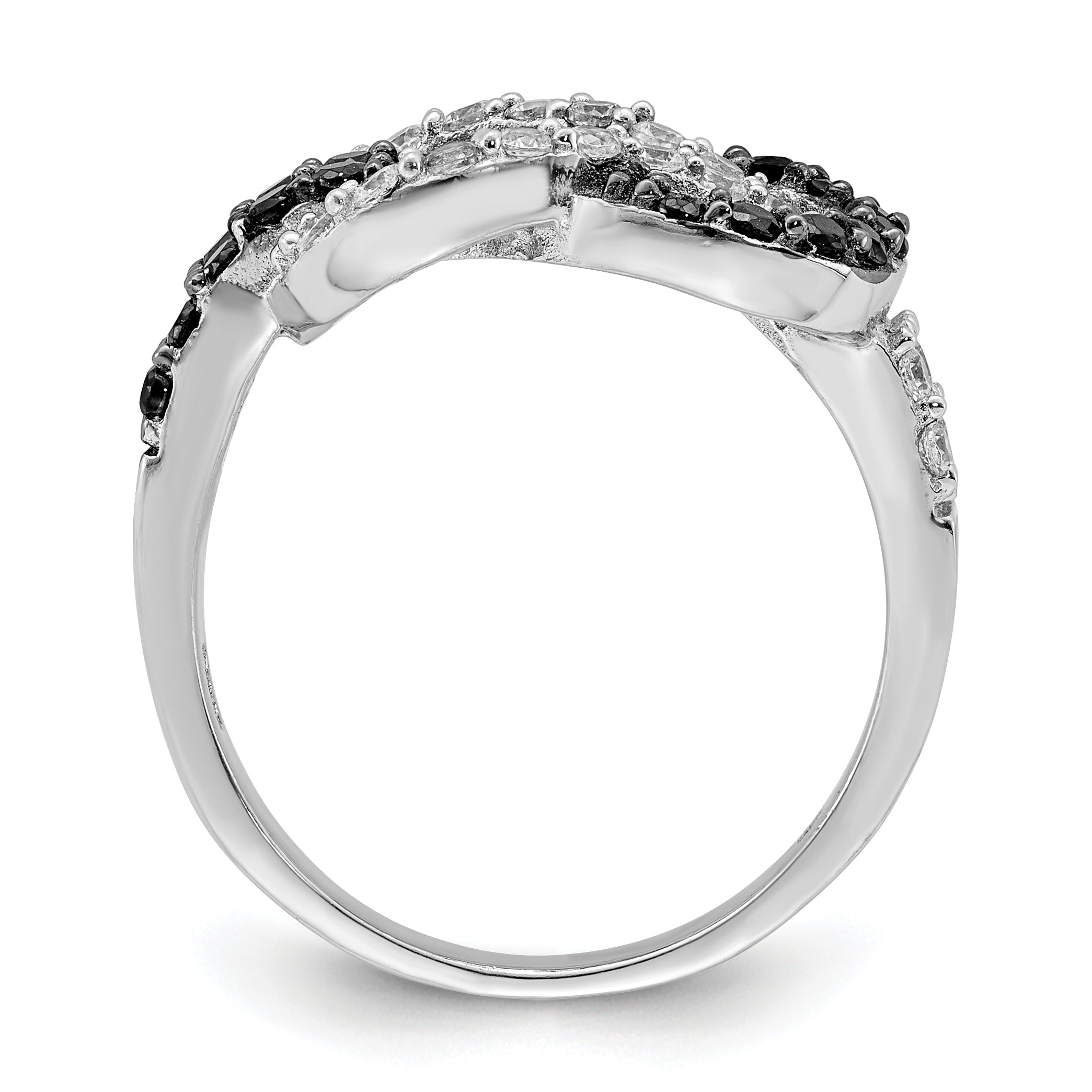 Sterling Silver Rhodium Black and Clear CZ Love Knot Ring Secondary image
