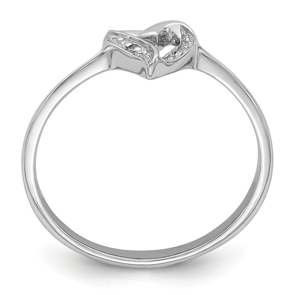 Sterling Silver Rhodium-Plated Polished Diamond Accent Heart Ring