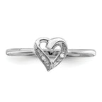 Sterling Silver Rhodium-Plated Polished Diamond Accent Heart Ring