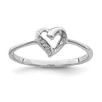 Sterling Silver Rhodium-Plated Polished Diamond Accent Heart Ring