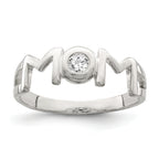 Sterling Silver & CZ Polished Mom Ring
