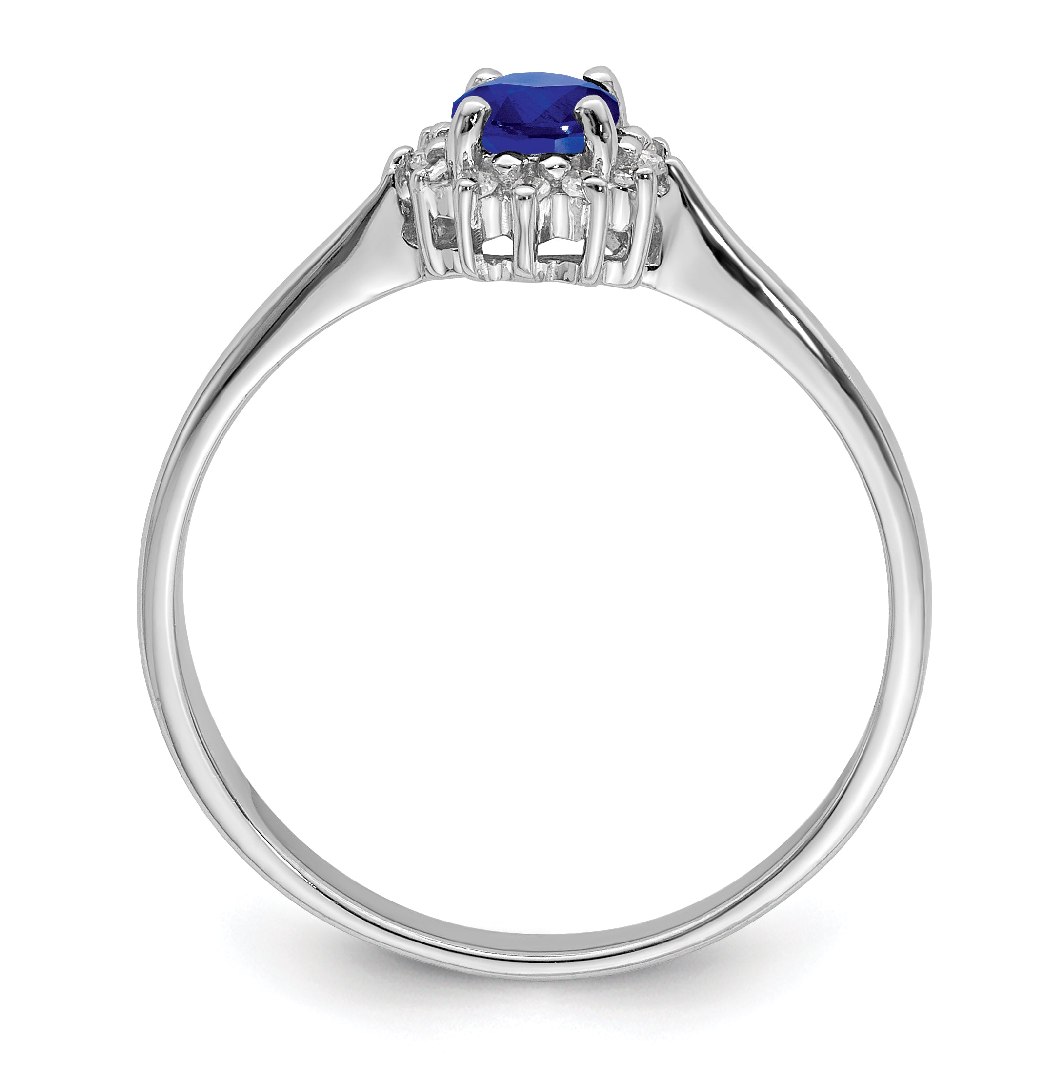 Sterling Silver Rhodium-plated Sapphire & Diamond Ring Secondary image