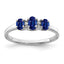 Sterling Silver Rhodium 3 Oval Sapphire & Diamond Ring