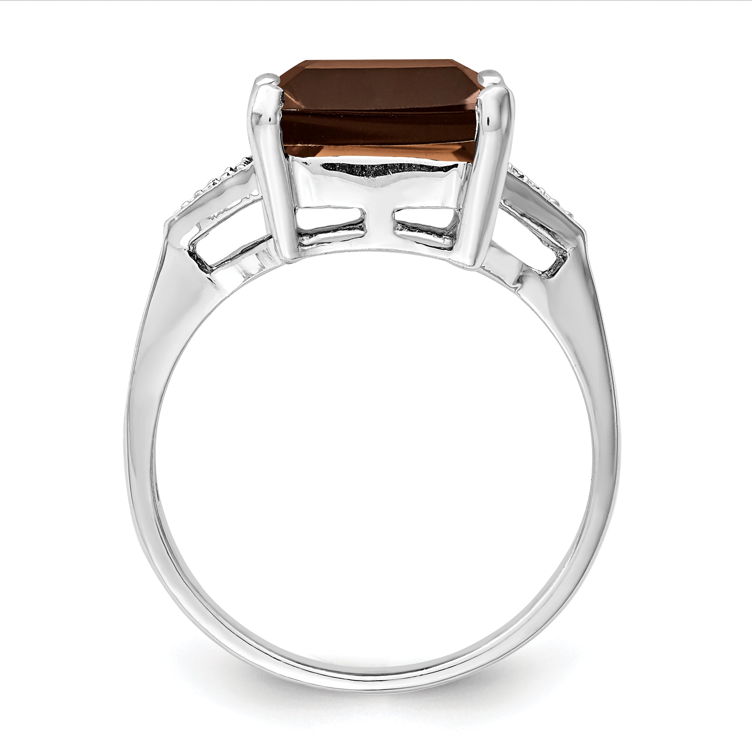 Sterling Silver Rhodium Smoky Quartz & Diamond Ring Secondary image