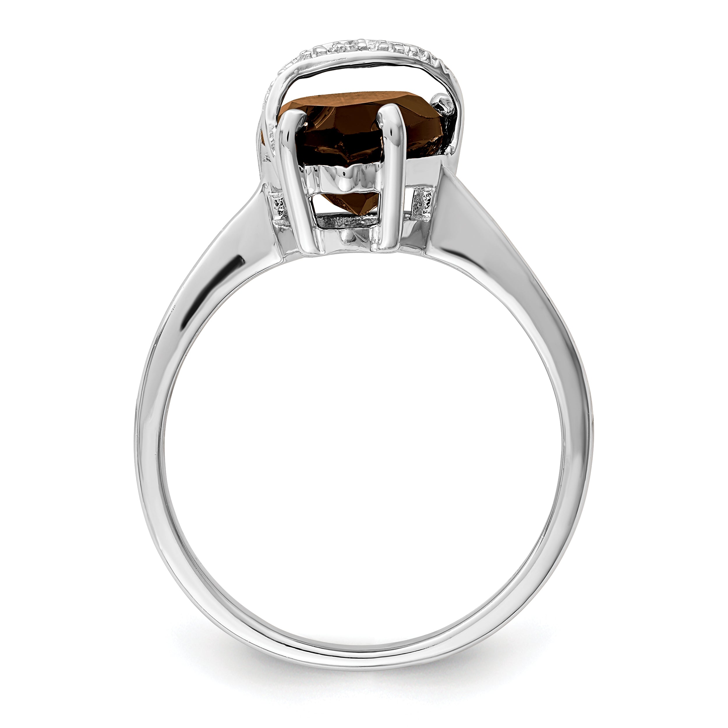 Sterling Silver Rhodium Pear Smoky Quartz & Diamond Ring Secondary image
