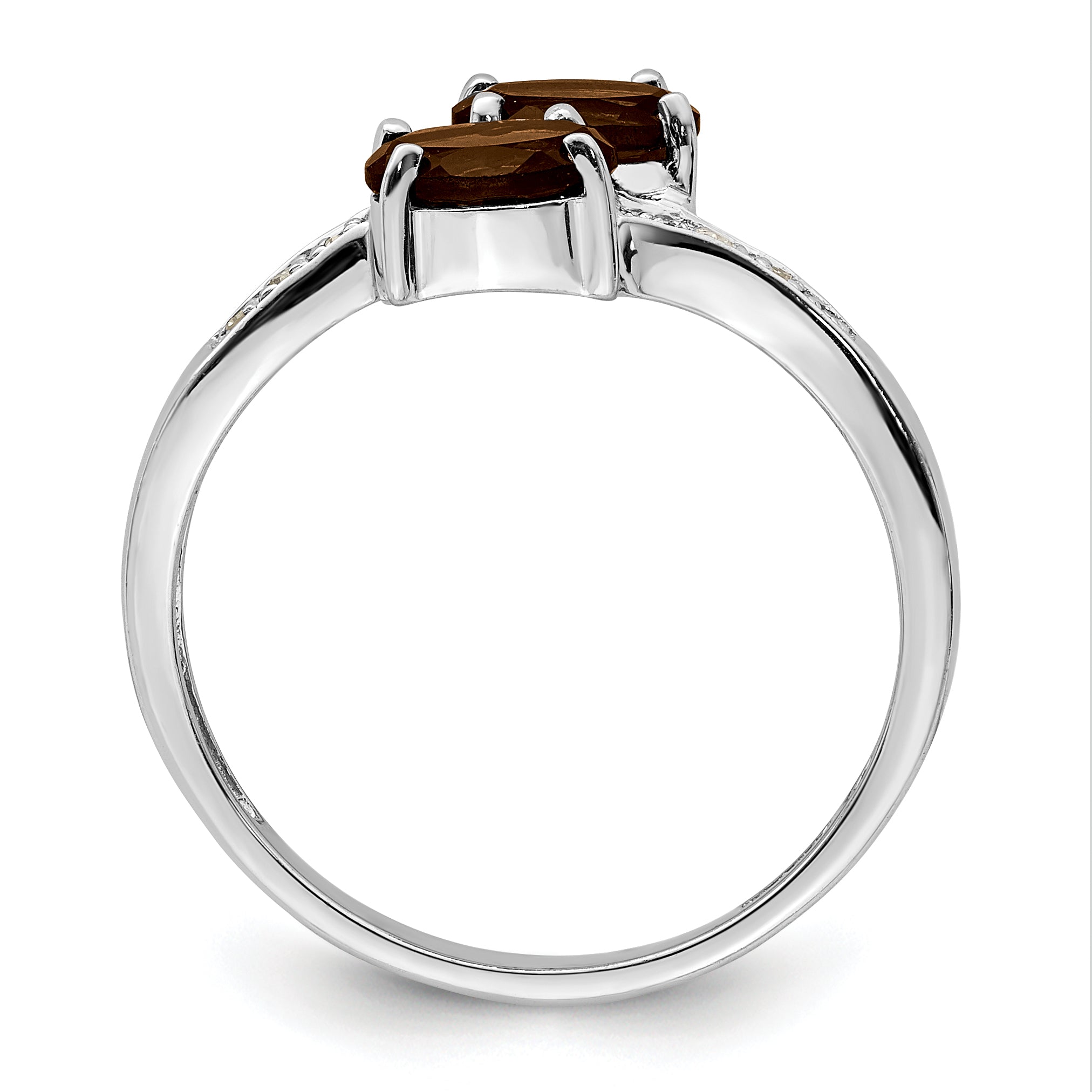Sterling Silver Rhodium Smoky Quartz & Diamond Ring Secondary image