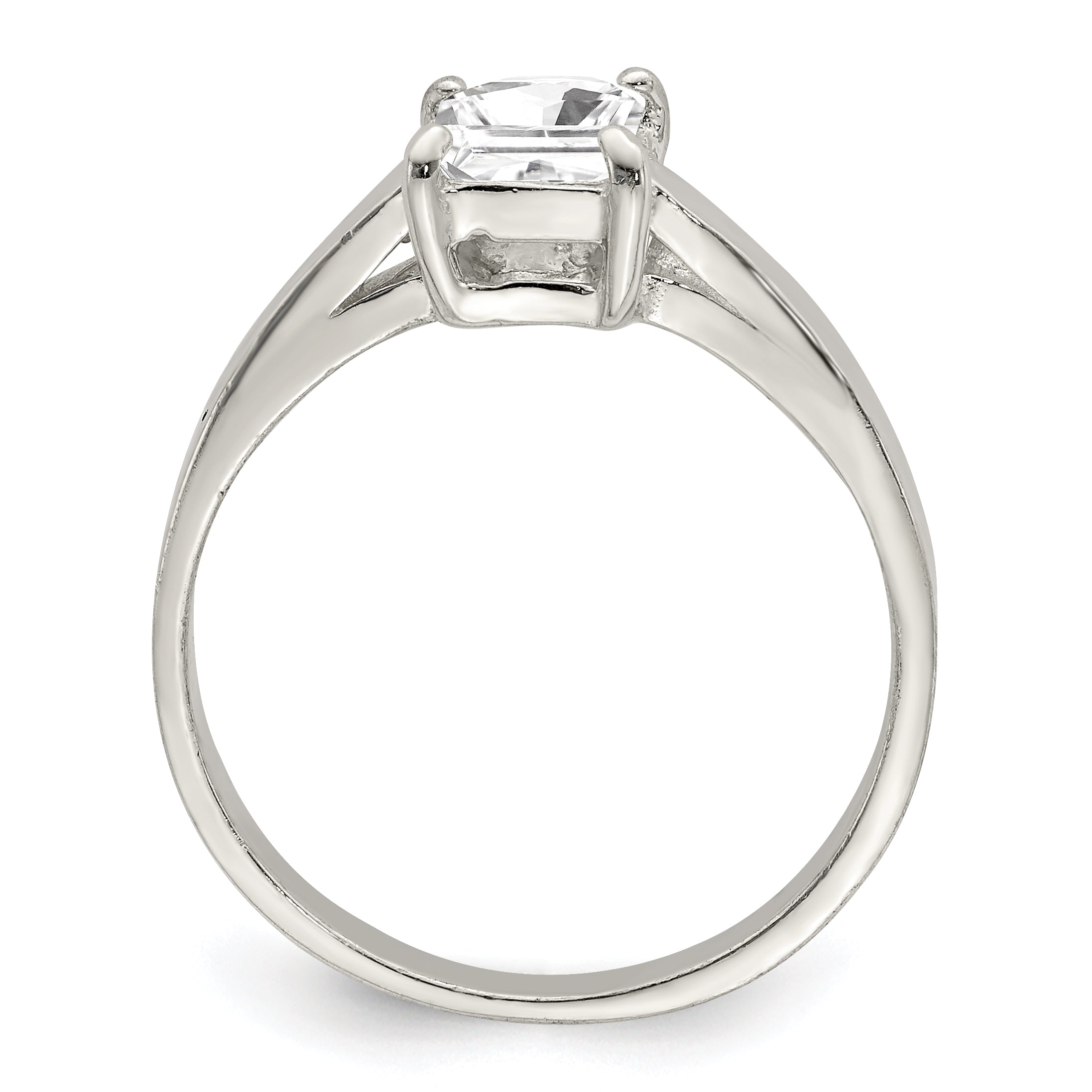 Sterling Silver Solitaire Emerald CZ Ring Secondary image