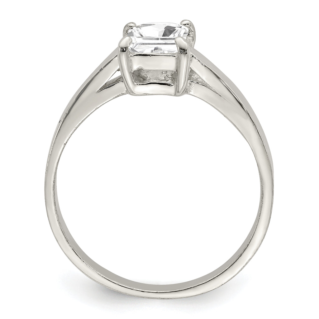 Sterling Silver Solitaire Emerald CZ Ring