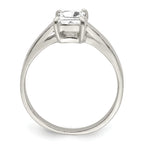 Sterling Silver Solitaire Emerald CZ Ring