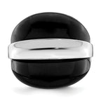Sterling Silver Rhodium-Plated Band With  Surrounding Onyx Bands Ring