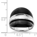 Sterling Silver Rhodium-Plated Band With  Surrounding Onyx Bands Ring