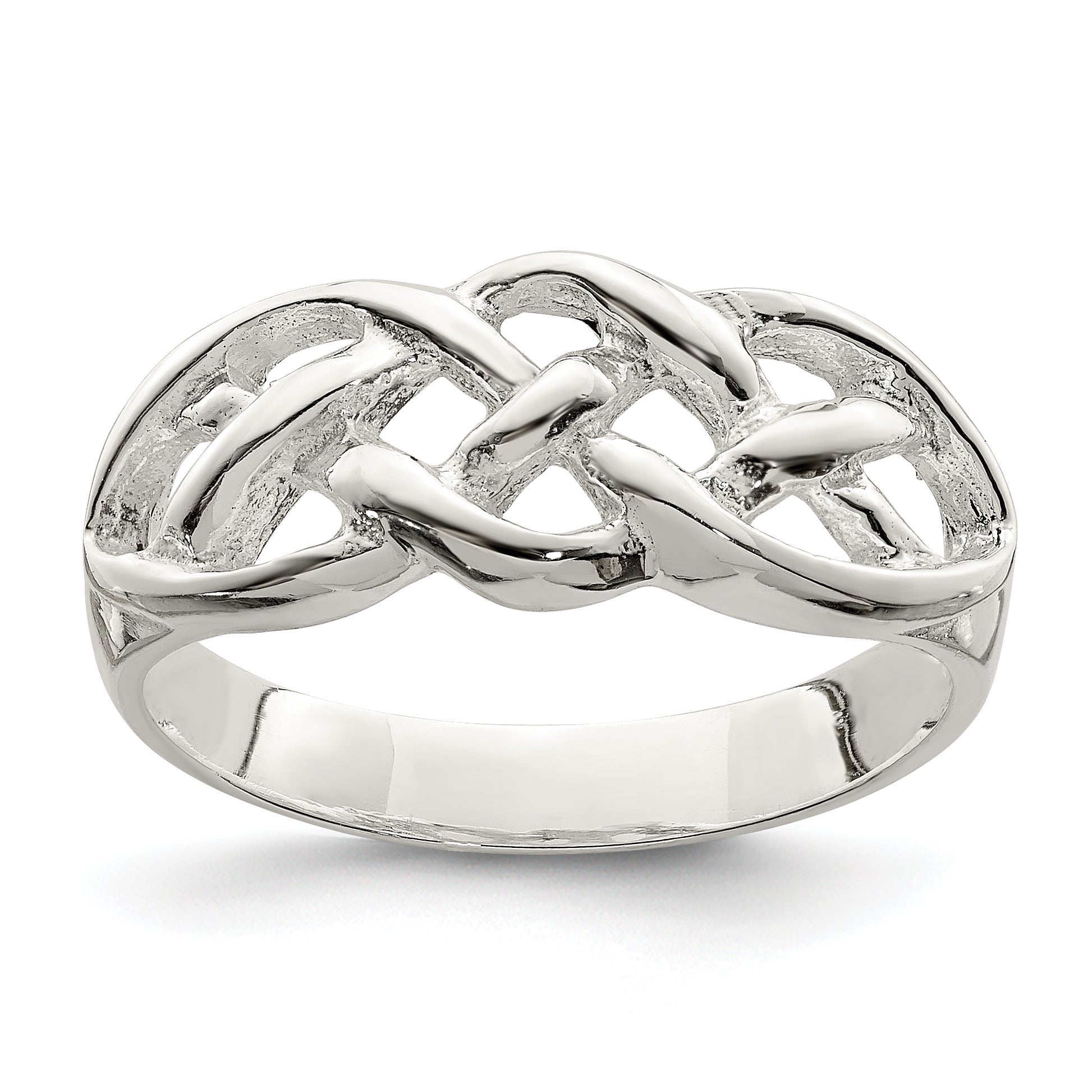 Sterling Silver Polished Woven Celtic Pattern Top Ring Main image