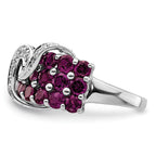 Sterling Silver Rhodium-Plated Rhodium-platedodolite Garnet & Diamond Ring