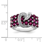 Sterling Silver Rhodium-Plated Rhodium-platedodolite Garnet & Diamond Ring