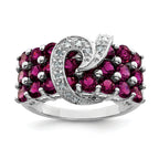 Sterling Silver Rhodium-Plated Rhodium-platedodolite Garnet & Diamond Ring