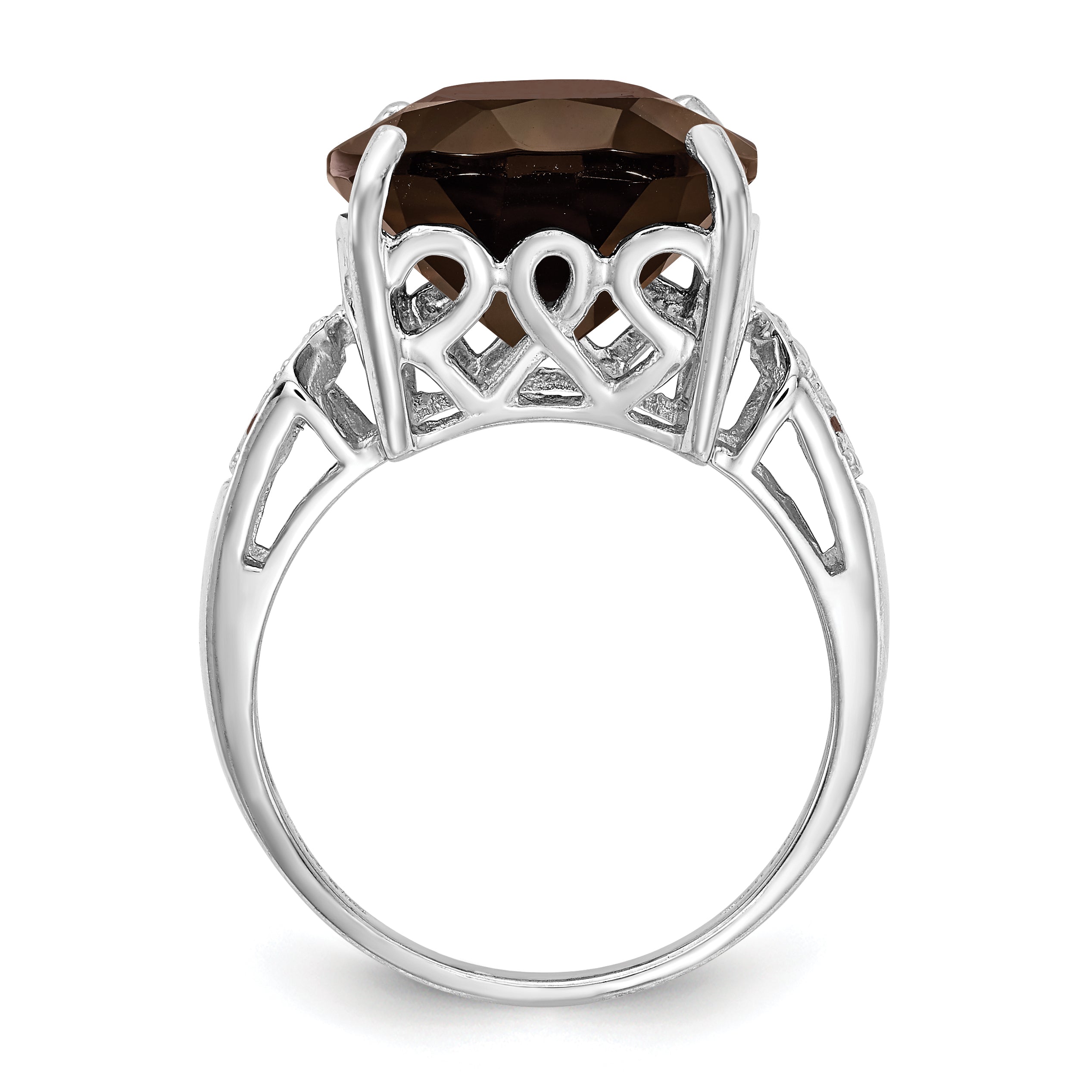 Sterling Silver Rhodium Smoky Quartz & Diam. Ring Secondary image